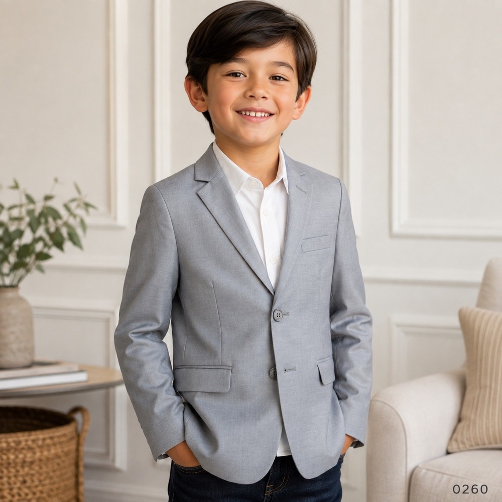 Perry Ellis Boy Light Gray Slim Fit Stretch Blazer Suit Jacket Size 7 0260
